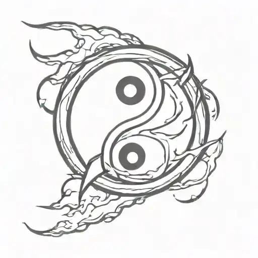 Ying Yang Symbol With Lightning Bolts