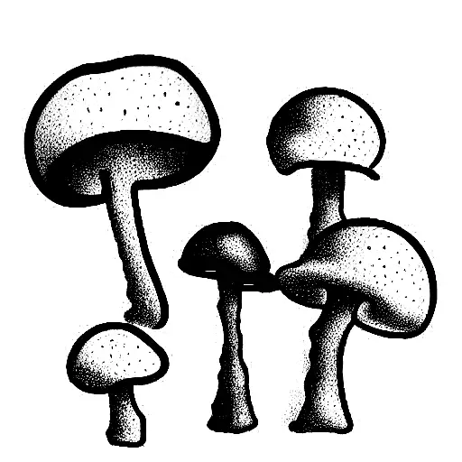 Different Species Of Magic Mushrooms Coming Up From A Moon's Chrateres