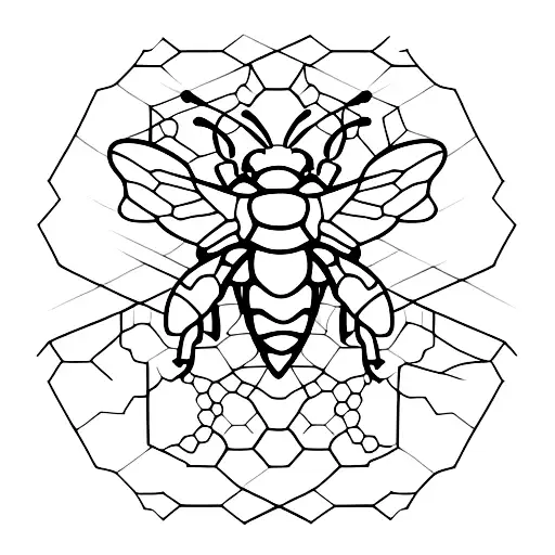 Geometric Bee With A Honeycomb Pattern