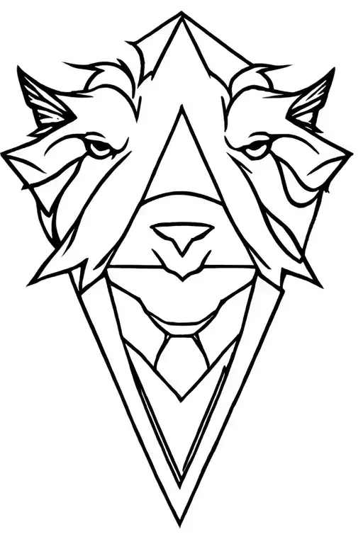 Lion Head And Fish From Triangles