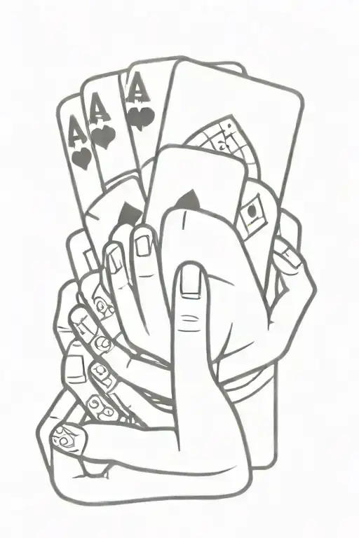 Skeleton Hand Holding Four Aces Poker Card Symbol