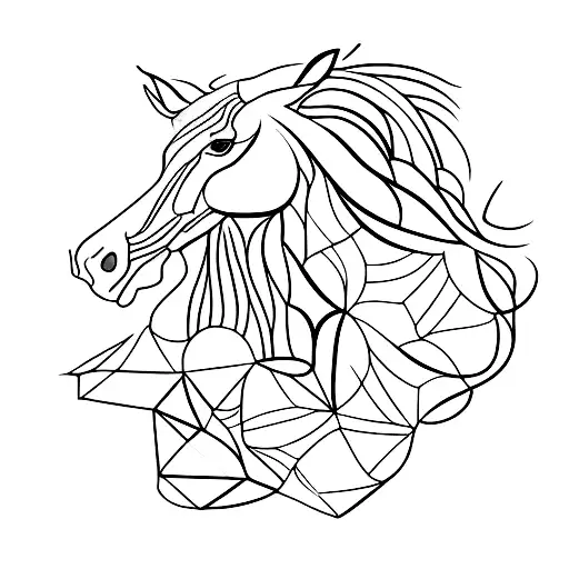 A Horse Head Formed By Interconnected Hearts
