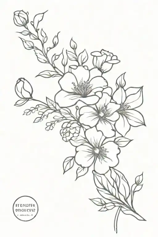Flower Bouquet Fine Line