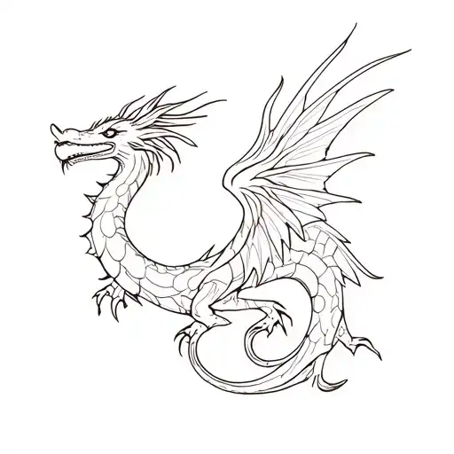 Ornament Pattern Dragon With Wings