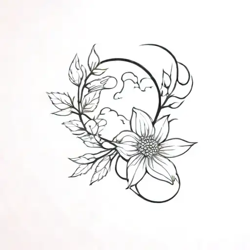 Moon And Chrysanthemum Tangled Together