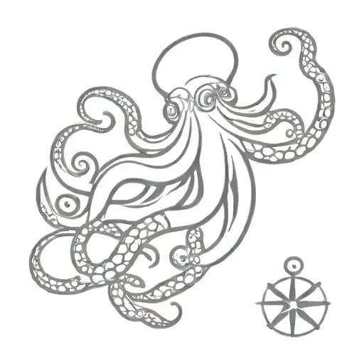 Octopus With Yacht Captain Anchor