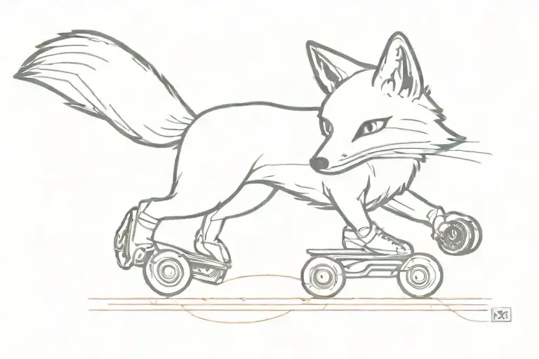 Fox Sneaking Off Carrying Roller Skates By Their Laces In Her Mouth