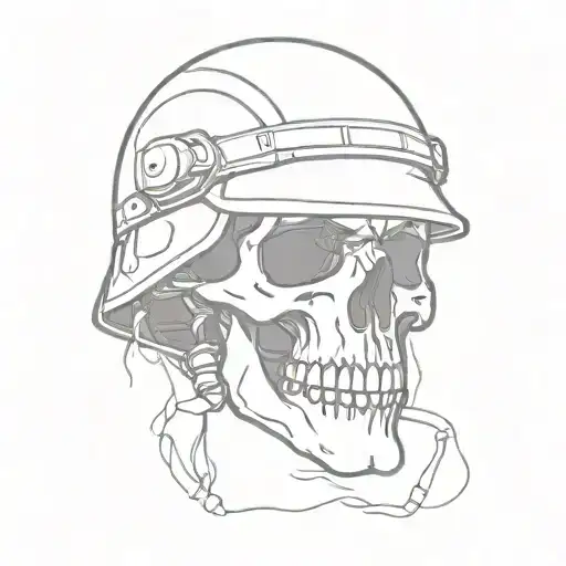 Skull In Helmet Blood