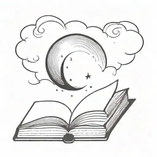 Half Moon Coming Out Of An Open Book