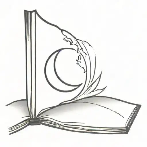 Half Moon Coming Out Of An Open Book Open In Front