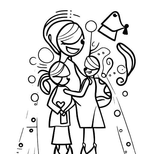 A Mother And Daughter Holding Hands And Wearing Graduation Gowns