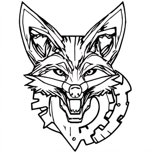 Mechanical Gears Forming The Shape Of A Fox