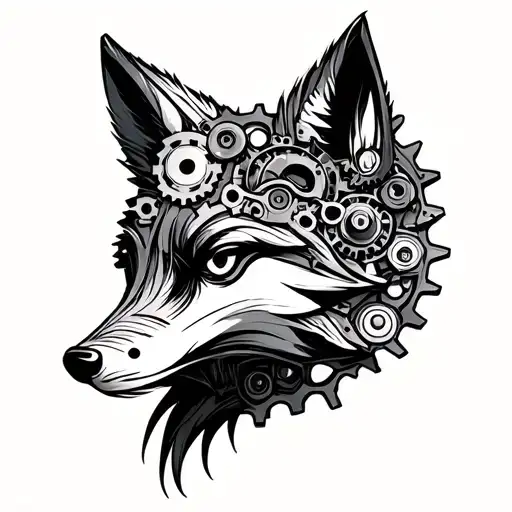 Mechanical Gears Forming The Shape Of A Fox