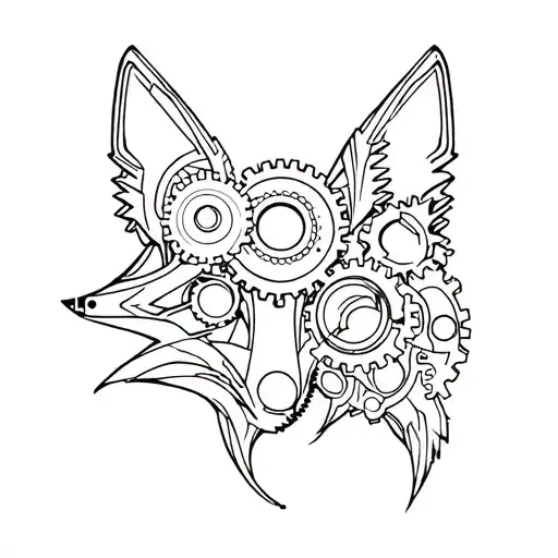 Mechanical Gears Forming The Shape Of A Fox