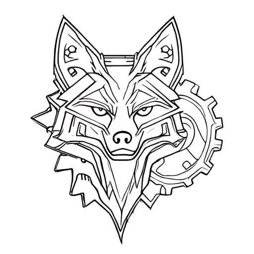 Mechanical Gears Forming The Shape Of A Fox