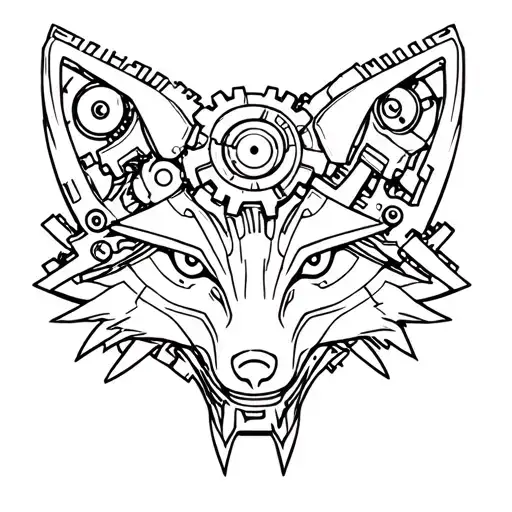 Mechanical Gears Forming The Shape Of A Fox Head