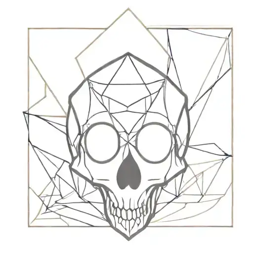 Mushroom Third Eye Skull Rhombus Shape Outline