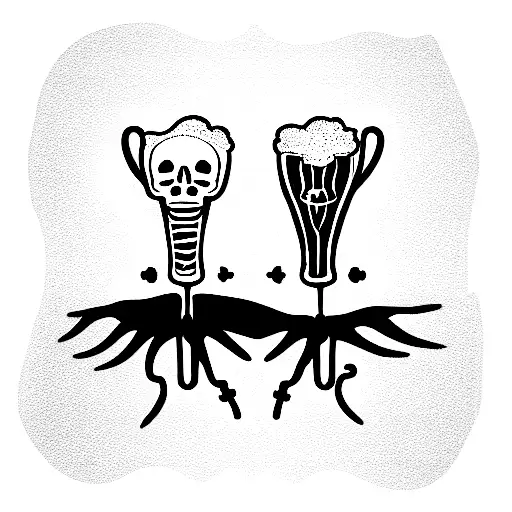 Two Skeleton Sailors Drinking Beer And Cheering Their Glasses