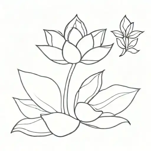 Lotus Flower With Stem And Femenist Symbol Intertwined