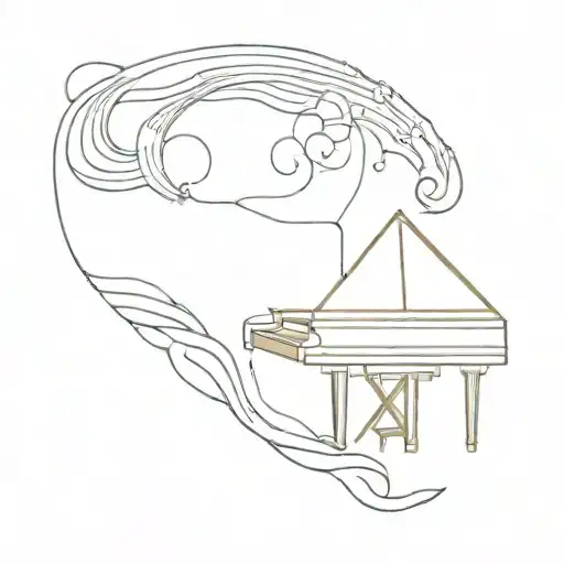 A Piano Made Of Ocean Waves Being Played By A Graceful Swimmer