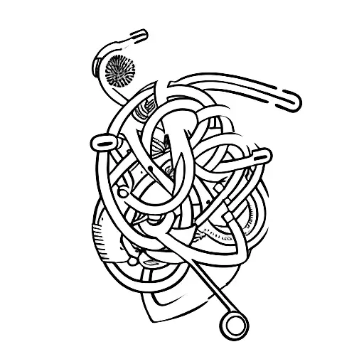 A Minimalist Tattoo Of A Veterinary Stethoscope Intertwined With A Dog Silhouette