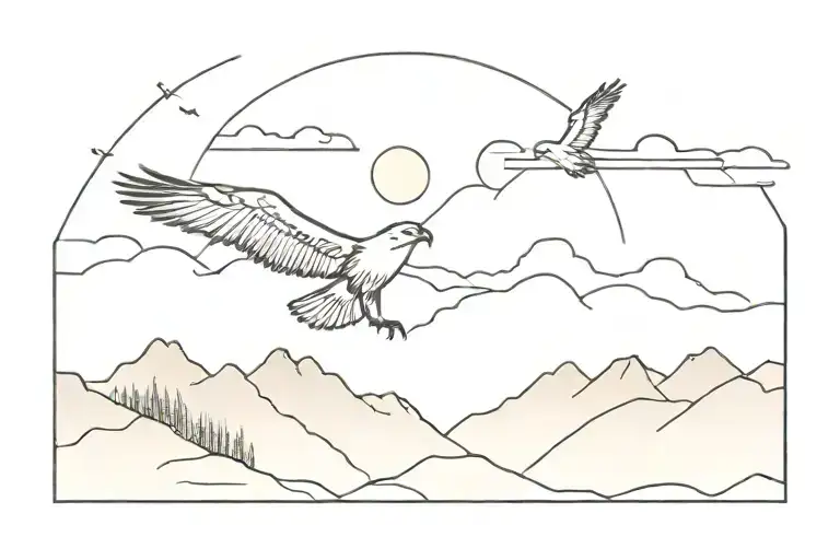 Sunrise Of Hope With Eagle