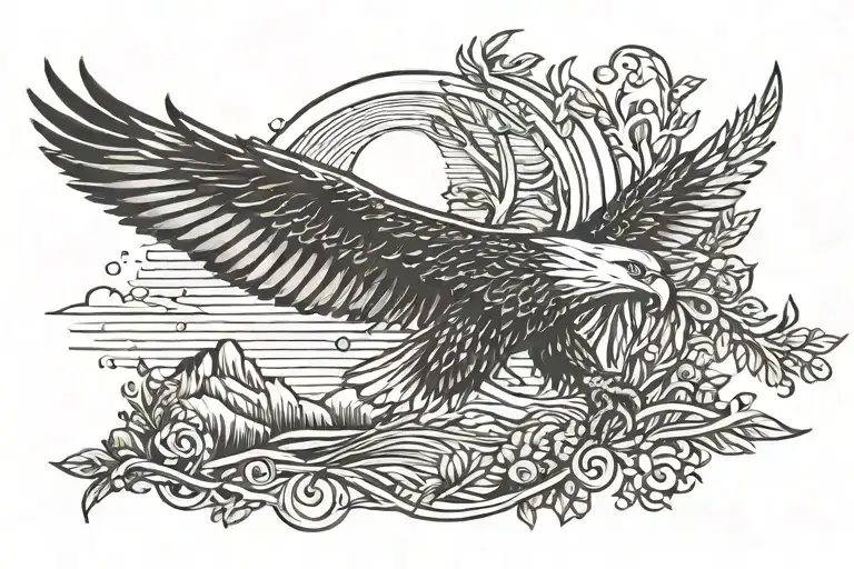 Sunrise Of Hope With Eagle