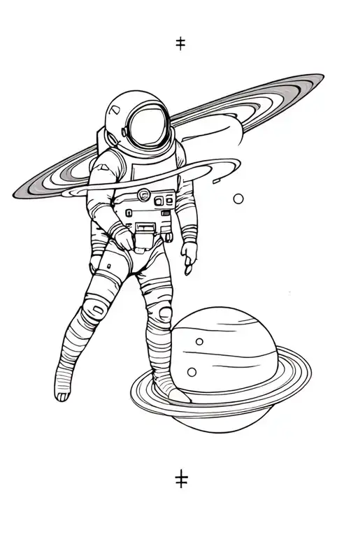 Astronaut And Saturn And Leo Zodiac Minimalist