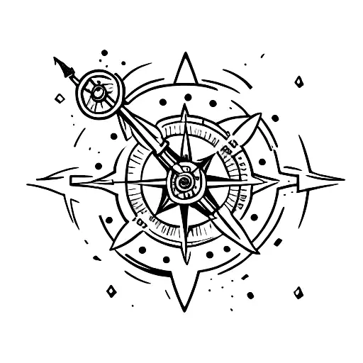 A Small Knight Helemt With A Compass Displayed Behind It And The Numbers 47 Somewhere