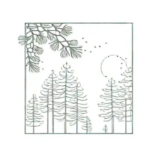 Minimalist Pine Trees Background Looking Through Lens