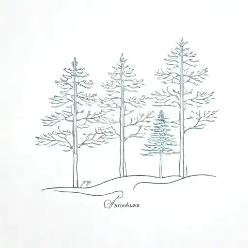 Minimalist Three Pine Trees