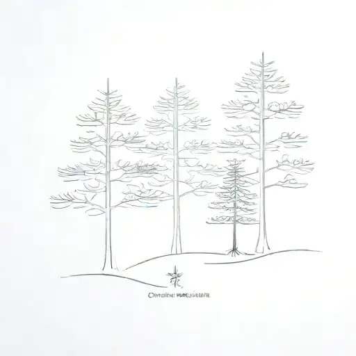 Minimalist Three Pine Trees