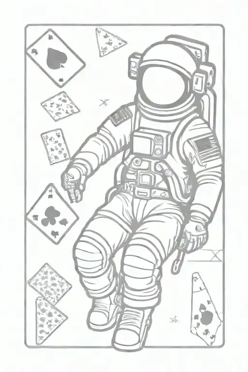 Astronaut With Playing Cards