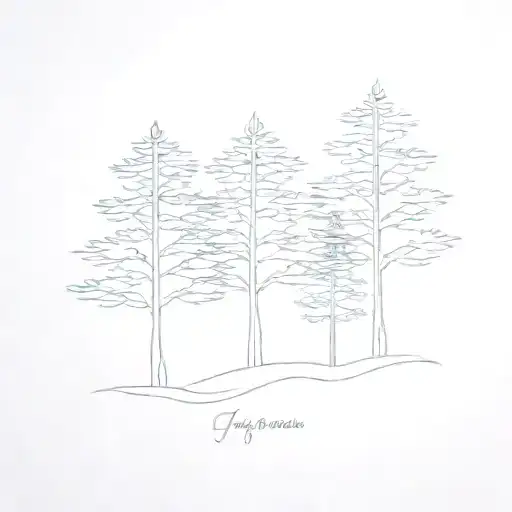 Minimalist Three Pine Trees