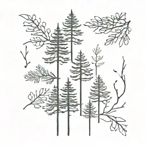 Line Pine Trees