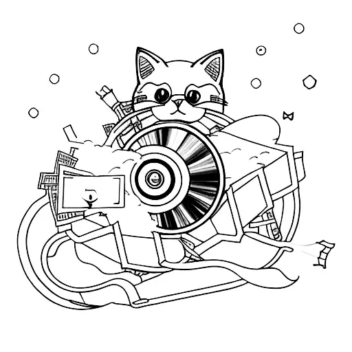 A Minimalist Tattoo Of A Cat Holding An Animation Reel