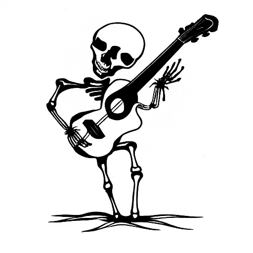 Skeleton Standing Playing Guitar