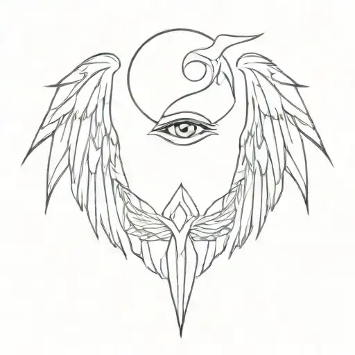 Lucifer Eye And Fallen Angel With Wings
