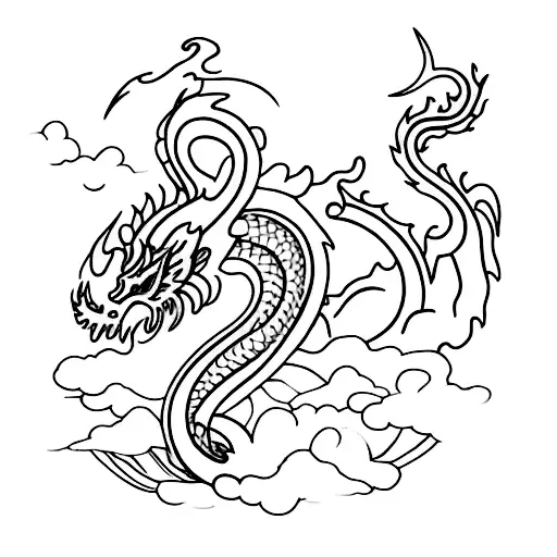 Thin Dragon Black And White