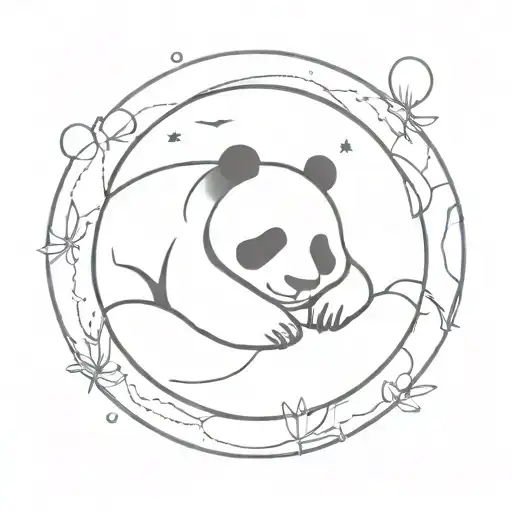 Panda Sleeping In A Moon