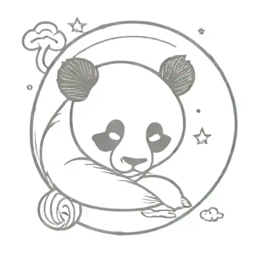Small Panda Sleeping In A Crecent Moon