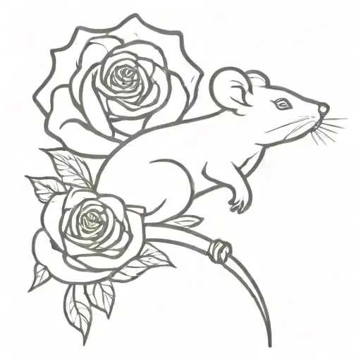 Roses With Mouse And Gun