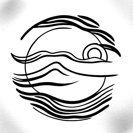 Minimalist Ocean Waves With A Cross In The Middle