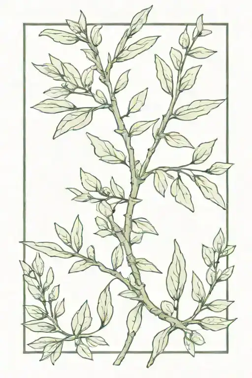 Olive Branch Or A Pretty Creeper With Leaves Climbing Onto A Stick Like Rod Of Asclepus