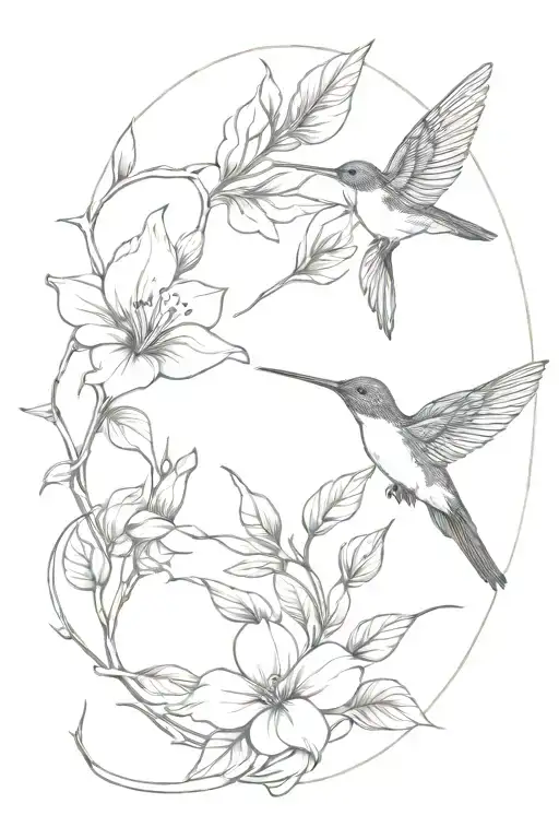 Floral With Humming Bird