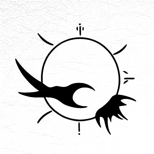 Sun And Moon With A Crow Flying Wind