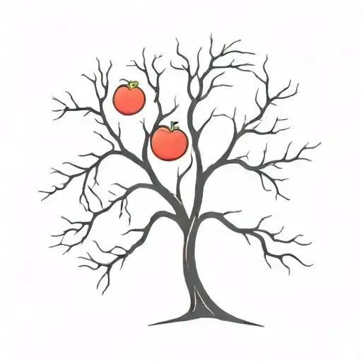 A Bare Tree With One Red Apple