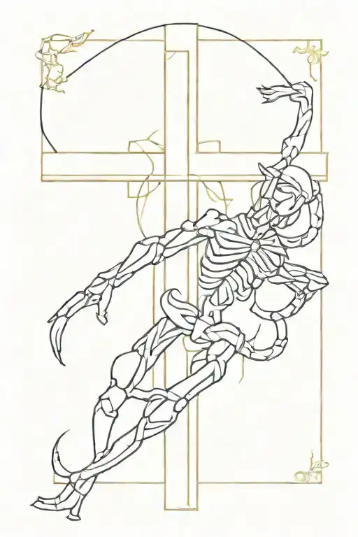 Scorpion Surrounding The Crucifix Intertwined