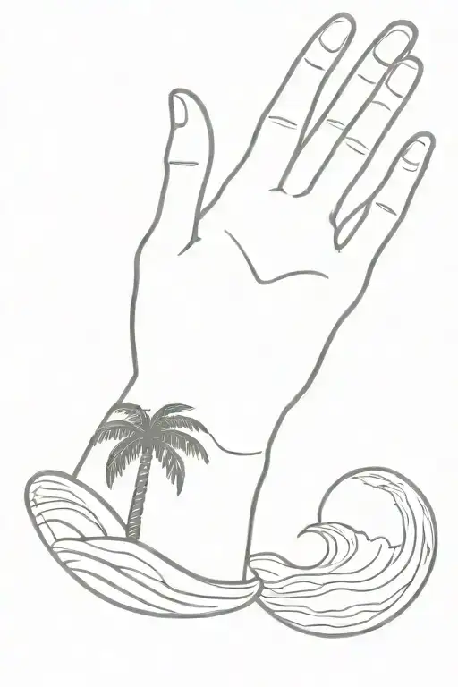 Wave Bracelet With Palm Tree Growing