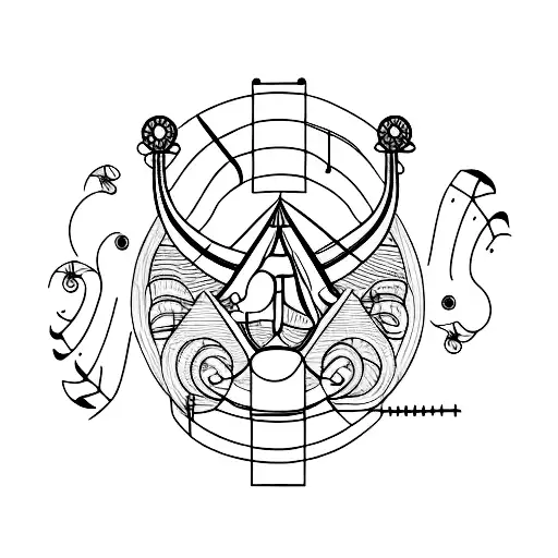 A Minimalist Tattoo Of A Musical Instrument Incorporated Into An Animal Silhouette